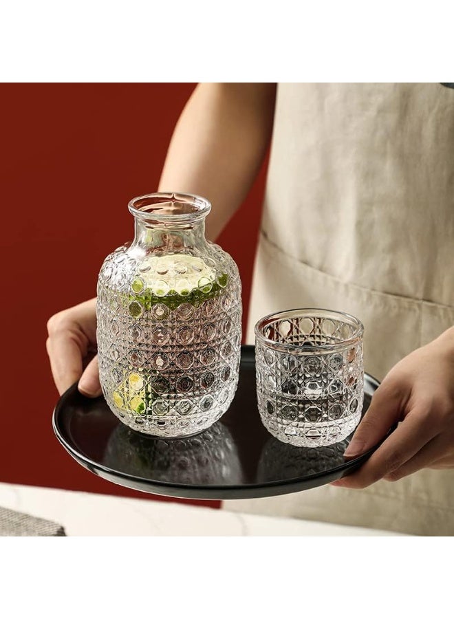 طقم إبريق ماء وكوب زجاجي للسرير، إبريق ماء مع كوب زجاجي للسرير، إبريق بجانب السرير لشرب الماء في منتصف الليل، غسول فم زجاجي للحمام، غرفة الضيوف - Image 2